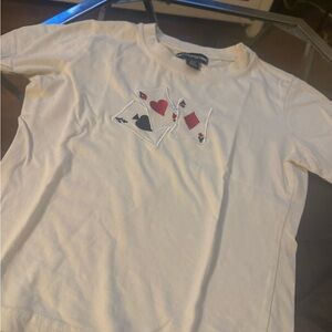 PrettyLittleThing White Tee with Card Motif
